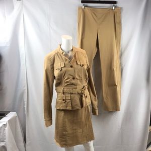 Eccoci 3pc. Pant/Skirt Jacket Sz.12/14 Tan